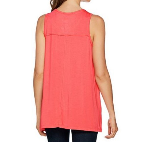 Peace Love World Knit Tank with Asymmetric Hem - Picture 2 of 3